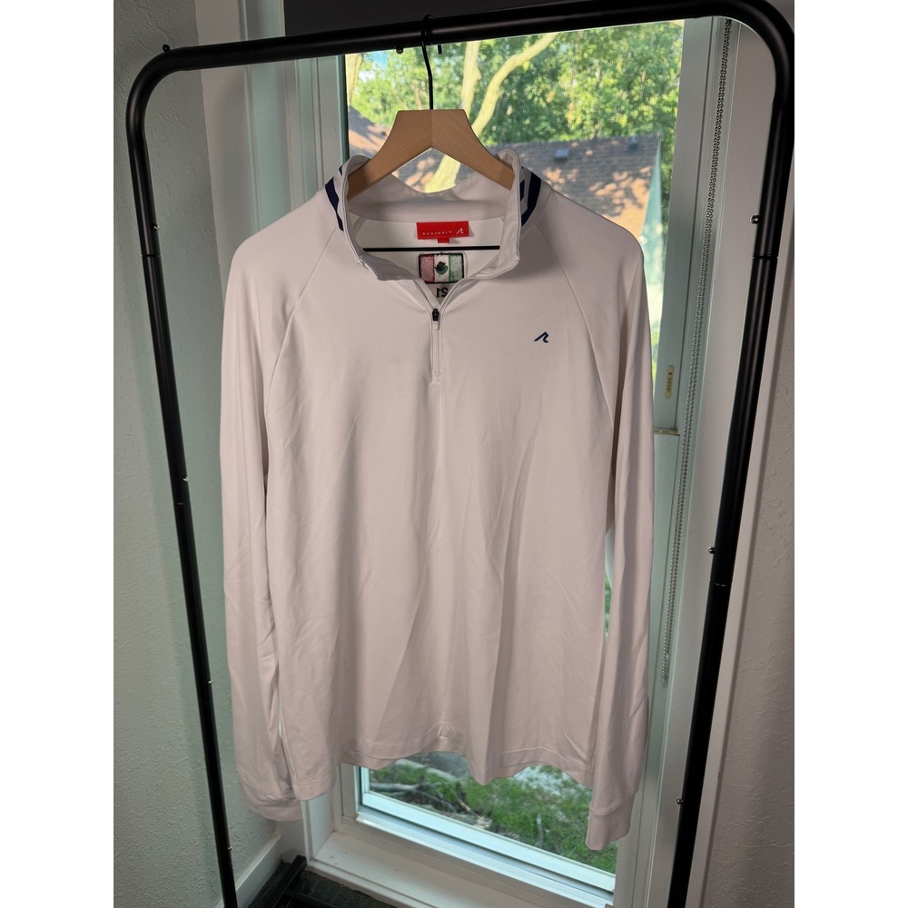 Redvanly Mens White Quarter Zip Pullover Mexico 21 Performance Golf Shirt L